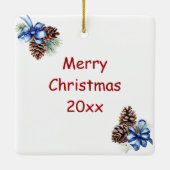  kerstman en rendier op kerst ooit keramisch ornament (Achterkant)