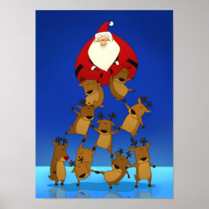 Kerstman en rendier poster