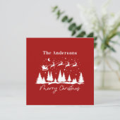 Kerstman en rendier slee van kerstkaart (Staand voorkant)