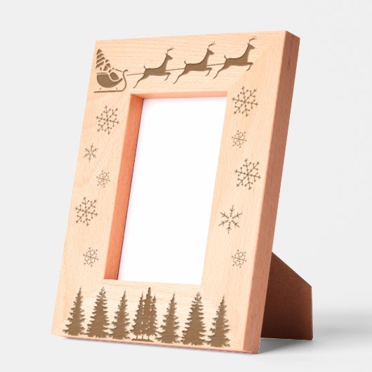 Kerstman en rendier sneeuwvlokken en bomen gegraveerde lijstjes (Links)