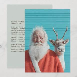 Kerstman en rendier vakantieduo feestdagenkaart