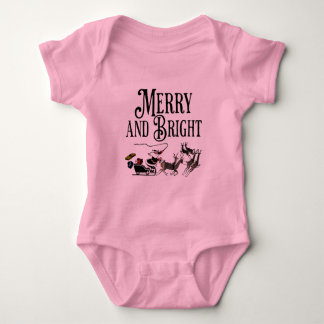Kerstman en rendier vrolijk en stralend baby bodys romper
