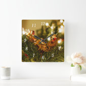 Kerstman en rendier wandklok vierkante klok (Huis)