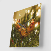 Kerstman en rendier wandklok vierkante klok (Hoek)