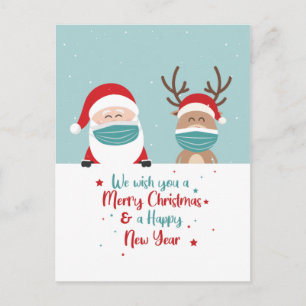 Kerstman en rendier We wensen je een vrolijk kerst Briefkaart