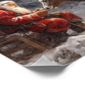 Kerstman en rendier Winter Art Print (Hoek)