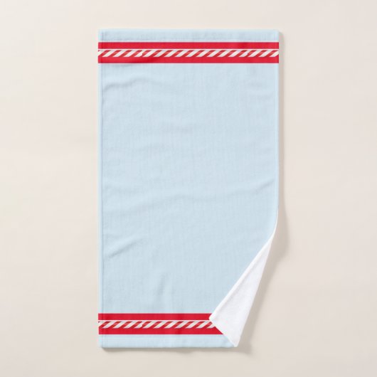 Kerstman en rendieren, blauw wit & rood bad handdoek (Handdoek)