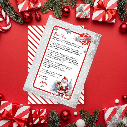 Kerstman en rendieren Brief van Kerstman aan kind Kaart