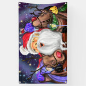 Kerstman en rendieren grappige kerstbanner spandoek (Verticaal)