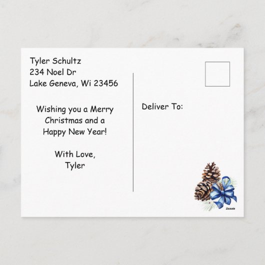 Kerstman en rendieren op kerstavond feestdagenkaart (Achterkant)