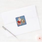  kerstman en rendieren vierkante sticker (Envelop)