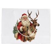 kerstman en rendierkerst groot cadeauzakje (Achterkant)