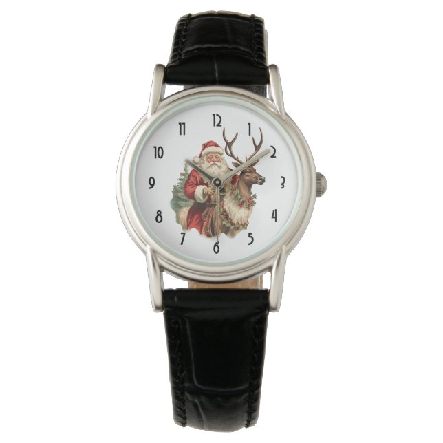  kerstman en rendierkerst horloge (Voorkant)