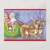 Kerstman en rendierKerstmis Feestdagenkaart (Voorkant)