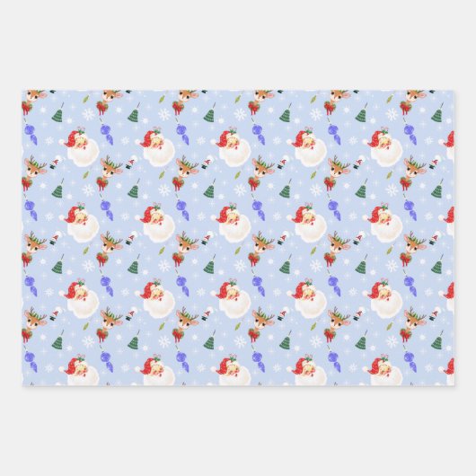 Kerstman en rendierKerstmis Inpakpapier Vel (Voorkant)