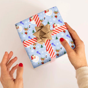  Kerstman en rendierKerstmis Inpakpapier Vel