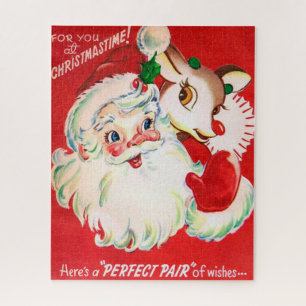 Kerstman en rendierretro puzzel