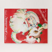 Kerstman en rendierretro  puzzel (Horizontaal)