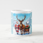 Kerstman en rendier's kerstreis extra grote beker (Voorkant)
