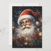 Kerstman en rode rozen feestdagenkaart (Voorkant)