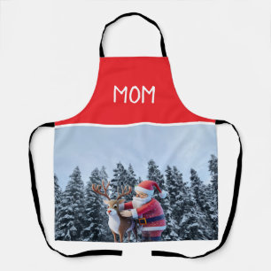Kerstman en Rudolf Moeder Chef All-Over Print Scho Schort