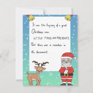 Kerstman en Rudolf platte kerstkaart