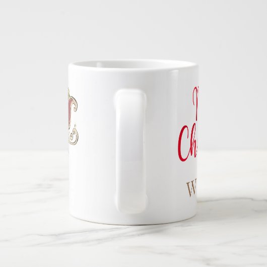 Kerstman en Rudolph Aangepaste Naam Kerstmis Extra Grote Beker (Achterkant)