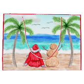 Kerstman en Sand Snowman op het kerststrand Groot Cadeauzakje (Achterkant)