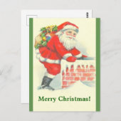 kerstman en schoorsteen briefkaart (Voorkant / Achterkant)