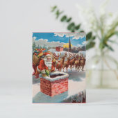 kerstman en schoorsteen feestdagenkaart (Staand voorkant)
