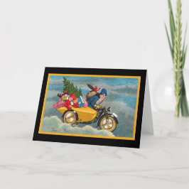 Kerstman en Sidecar Feestdagen Kaart