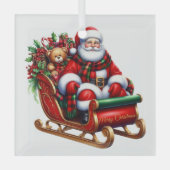Kerstman en Sleigh Glass Ornament (Voorkant)