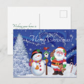 Kerstman en sneeuwman feestdagenkaart (Voorkant / Achterkant)