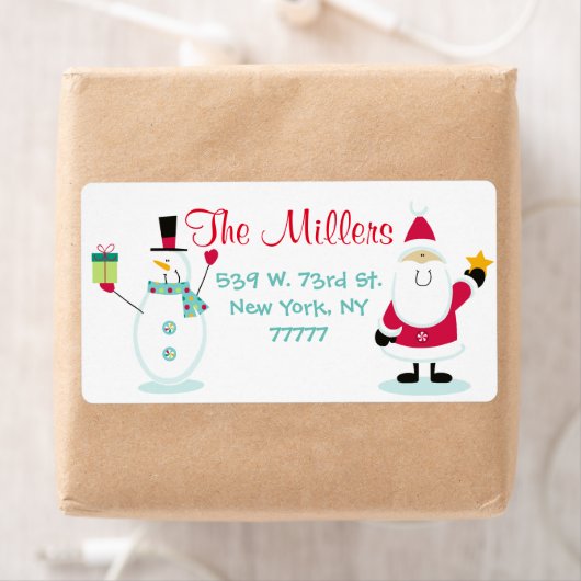 Kerstman en Sneeuwman Kerstmis Retouradres Etiket (Insitu)
