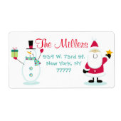 Kerstman en Sneeuwman Kerstmis Retouradres Etiket (Voorkant)