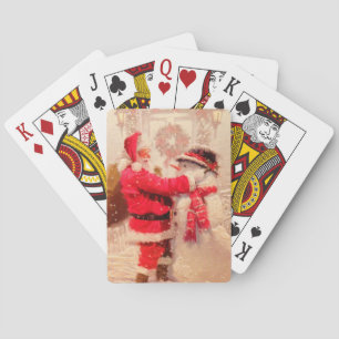 Kerstman en Sneeuwman Pokerkaarten