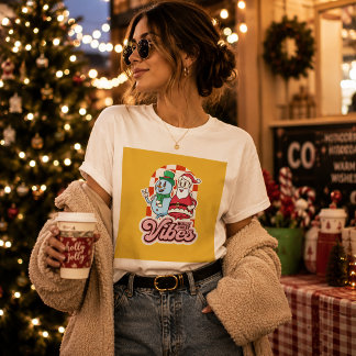 Kerstman en Sneeuwman T-Shirt met vrolijke sfeer