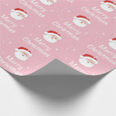 Kerstman en sneeuwvlokken op een roze achtergrond cadeaupapier (Hoek)