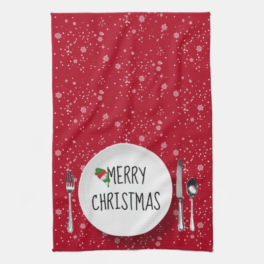 Kerstman en Snowflakes Kitchen Towel Theedoek (Verticaal)