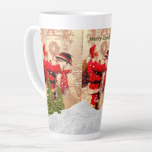 kerstman en Snowman-kerstrecet M Latte Mok (Linkerhoek)