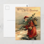 Kerstman en spar briefkaart (Voorkant / Achterkant)