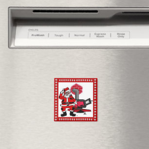 kerstman en steenkolenstovenbrander magneet
