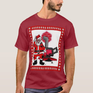 kerstman en steenkolenstovenbrander t-shirt