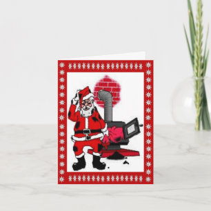  kerstman en steenkool Stove Burner Holida Feestdagen Kaart