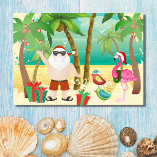 Kerstman en tropische vogels met kerstmis feestdagen kaart