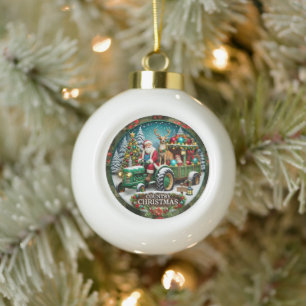 Kerstman en vakantie decoraties keramische bal ornament