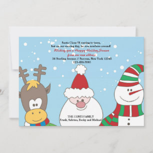 Kerstman en vrienden vakantie bewegende aankondigi feestdagenkaart