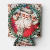 Kerstman en vrolijk kerstfeest voor kinderen blikjeskoeler (Voorkant)