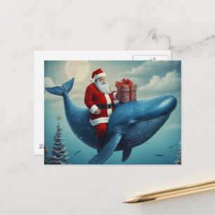 Kerstman en walvis surreëel briefkaart
