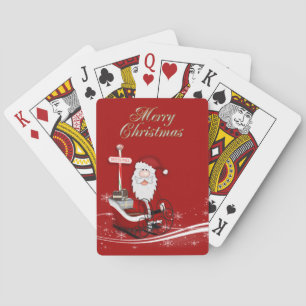 Kerstman en zijn dikke kerst pokerkaarten